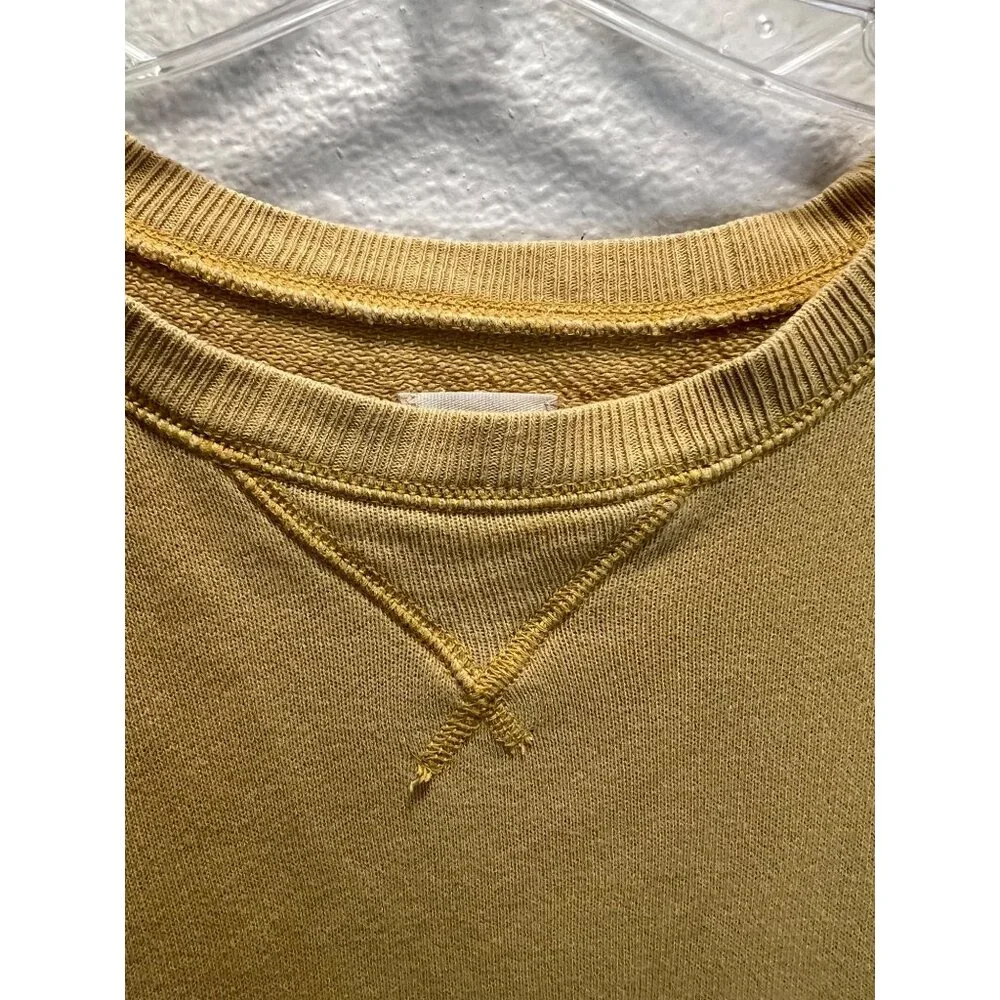 Lands End Canvas Mustard Yellow Crewneck Sweatshirt Mens Size L Cotton Long Slee